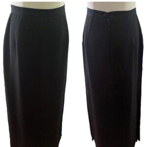 NWOT 80s LAURA PETITE DOUBLE SLIT MAXI 3 LAYER STRAIGHT SKIRT FULLY LINED SZ 12